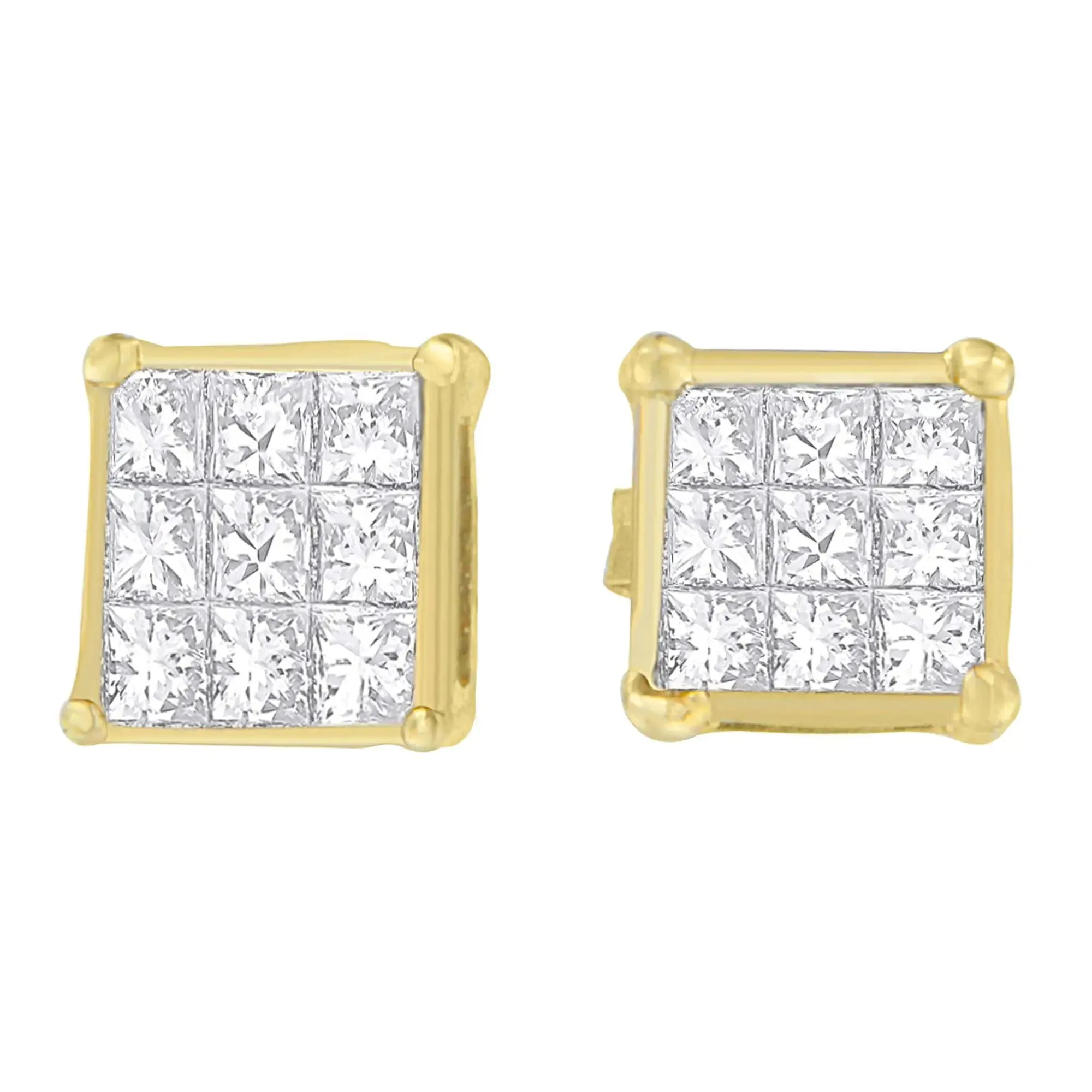 14K Yellow Gold 1/2 cttw Princess Cut Diamond Earrings (H-I, VS1-VS2)