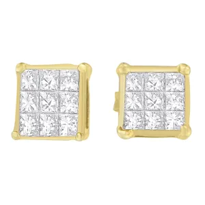 14K Yellow Gold 1/2 cttw Princess Cut Diamond Earrings (H-I, VS1-VS2)