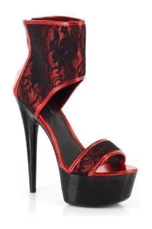 609-AMANDA Sandal | Red Faux Leather