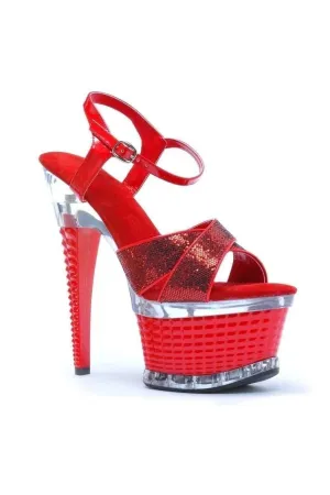 649-DISCO Platform Sandal  | Red Glitter