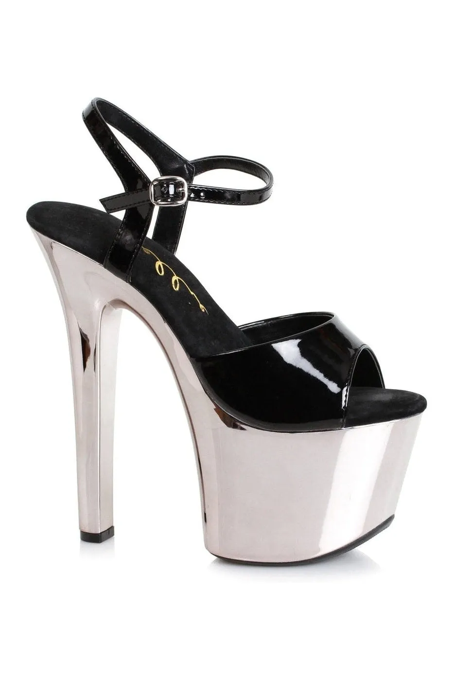 711-CHRISTY Platform Sandal | Black Patent