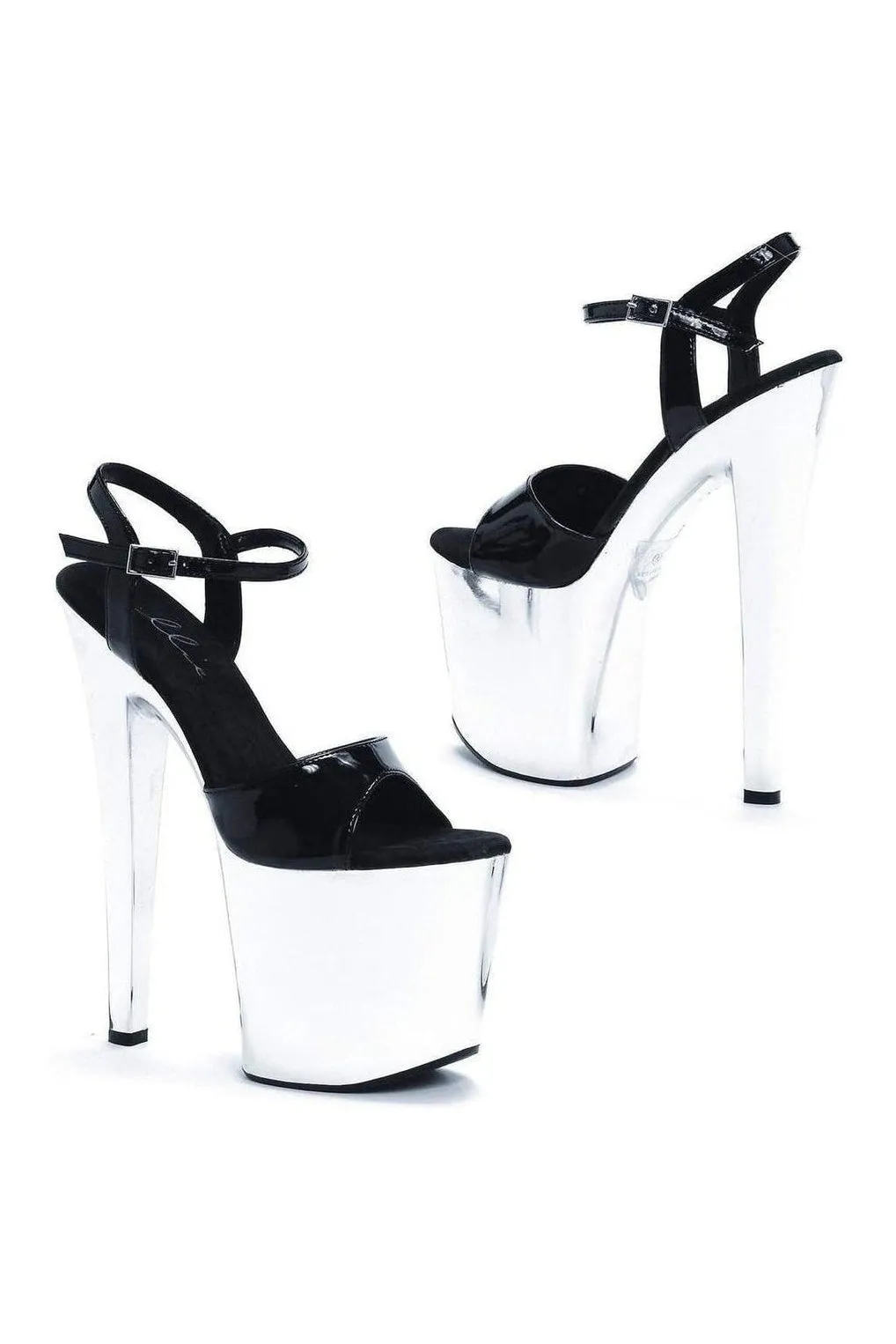 821-CHROME Platform Sandal  | Black Multi Patent