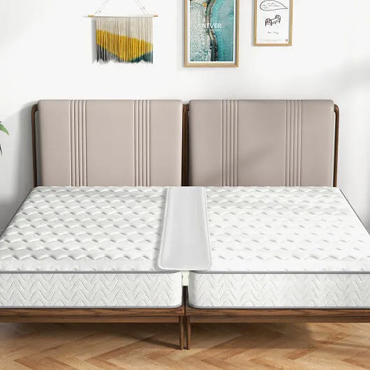 9 Inch Wide Bed Bridge Twin to King Converter Kit with Strap - Color: White - Si