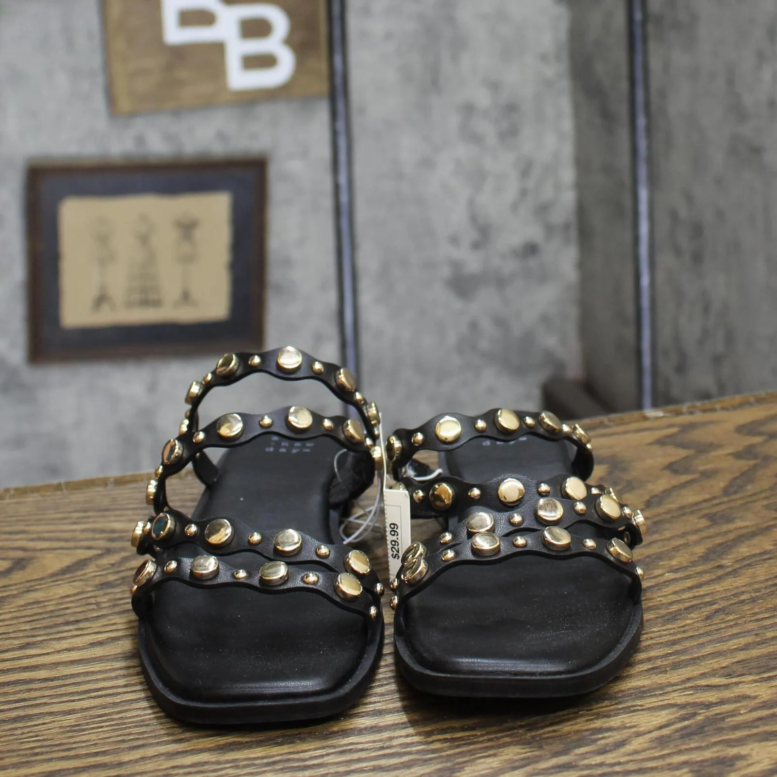 A New Day Womens Sharon Stud Slide Sandals 89998585 Black 6.5M