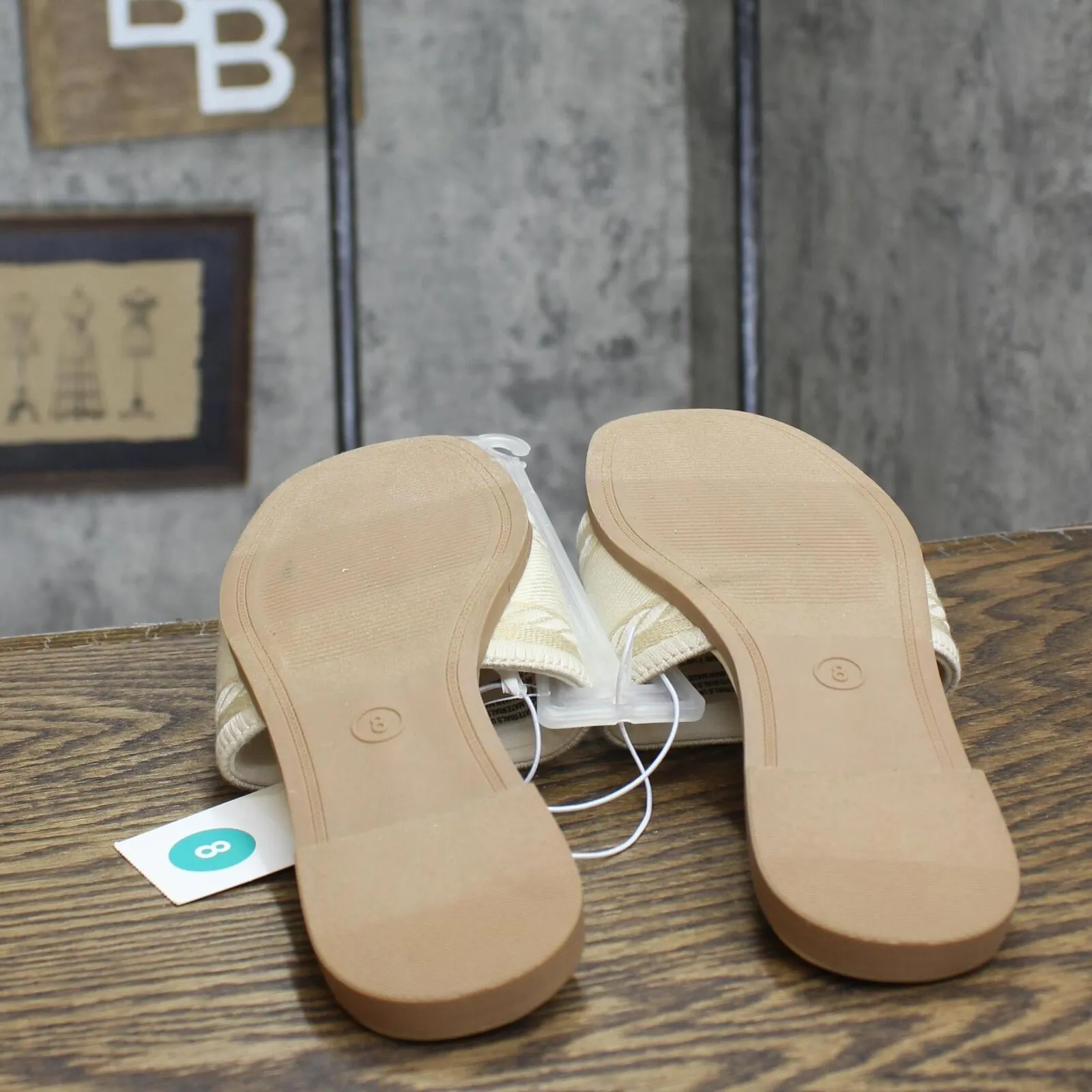 A New Day Womens St. Tropez Nat Slide Sandals 89279352 Cream Off White 8M