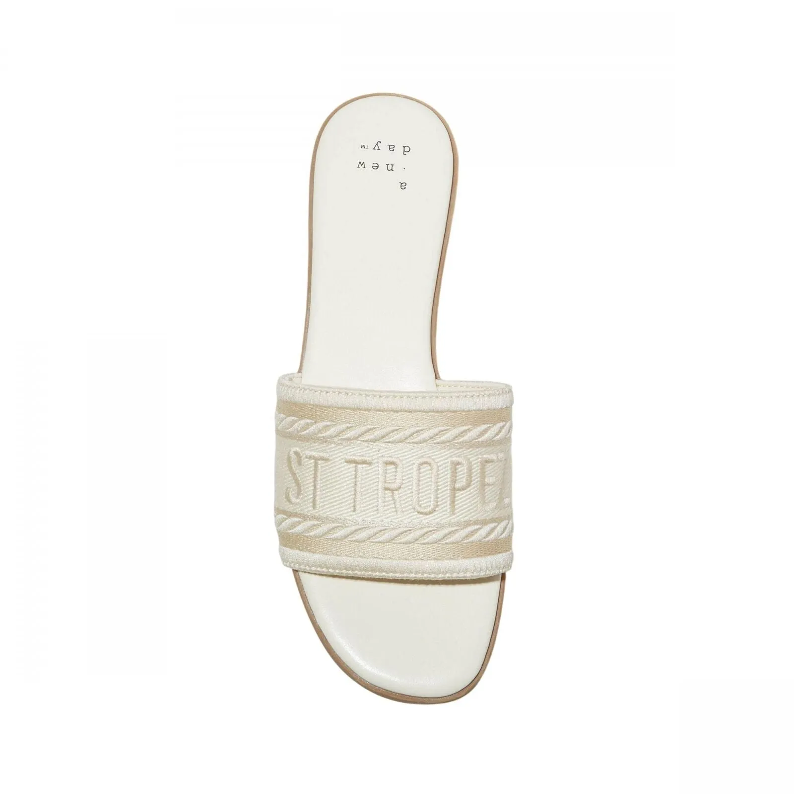 A New Day Womens St. Tropez Nat Slide Sandals 89279352 Cream Off White 8M