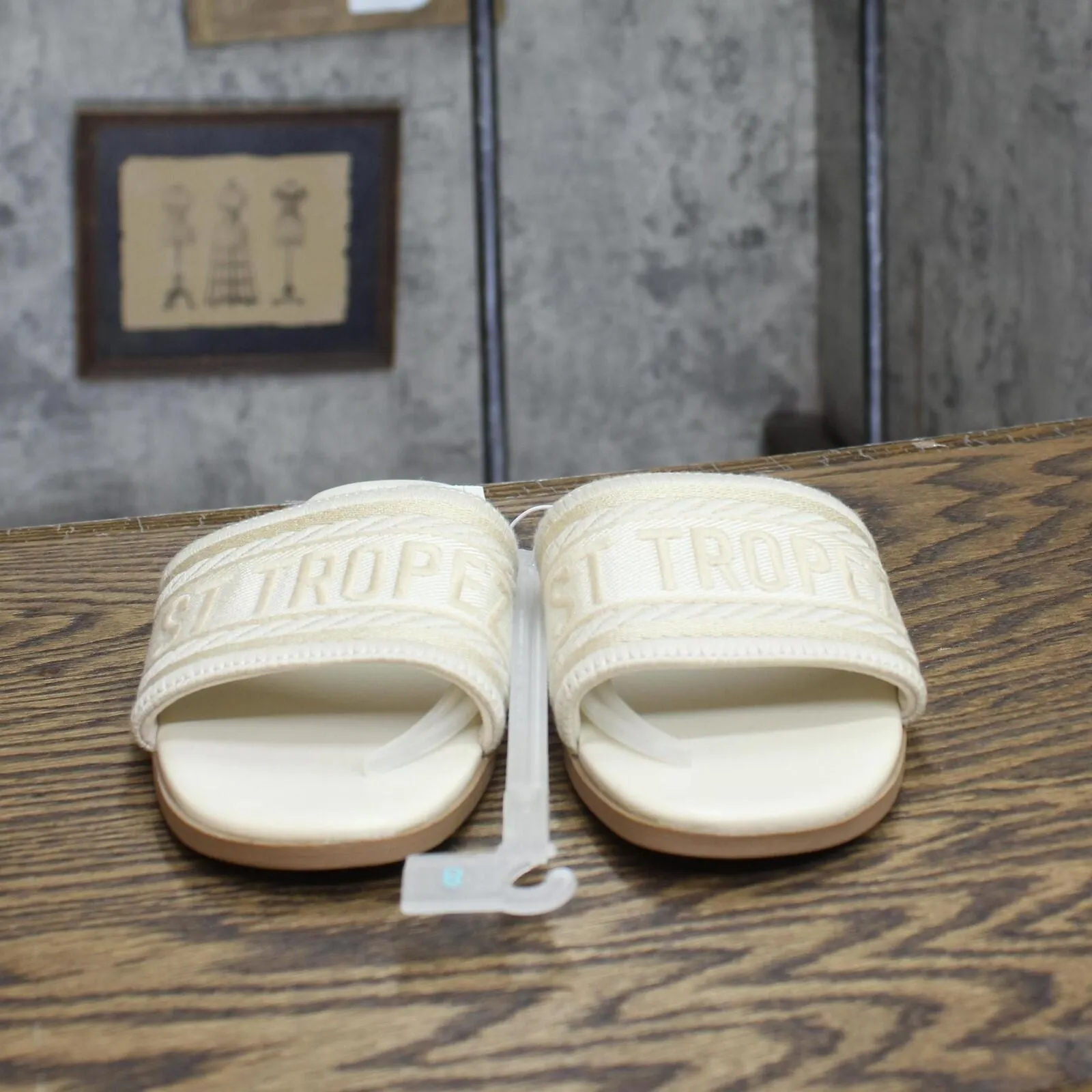 A New Day Womens St. Tropez Nat Slide Sandals 89279352 Cream Off White 8M