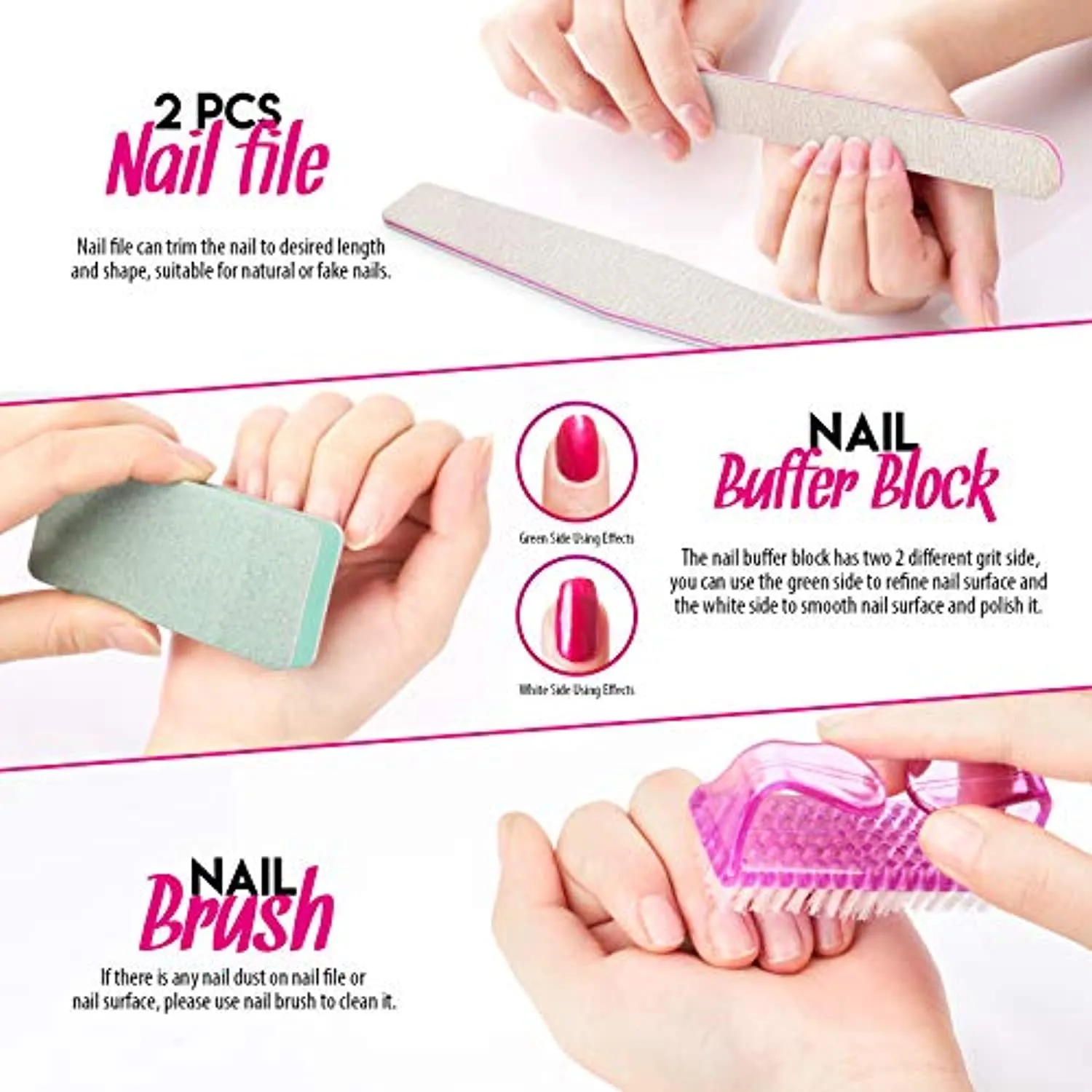 Acrylic False Nail Tips kit, FANDAMEI 600 PCS Full Cover Clear Fake Nail Tips with Nail Glue, Nail Butterfly Glitter, Nail Foil Chip, AB Nail Rhinestones,Nail Clipper,Nail File, Nail Brush,Nail Buffer