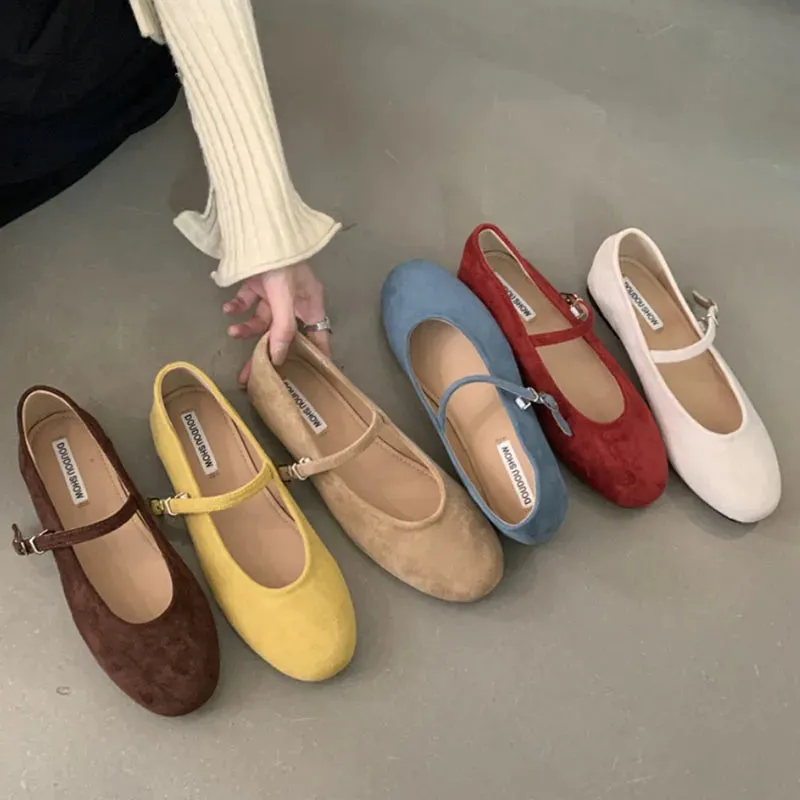 ADVBRIDGE  -  Autumn Women Flat Shoes Fashion Candy Color Ladies Round Toe Mary Jane Shoes Soft Sole Shallow Slip On Ballerinas Shoes New
