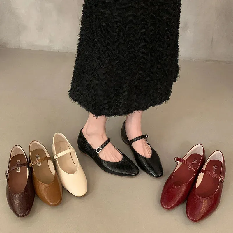 ADVBRIDGE  -  Spring Women Flats Fashion Round Toe Shallow Slip On Ladies Ballerinas Shoes Soft Flat Heel Mary Jane Shoes Mujer New Woman