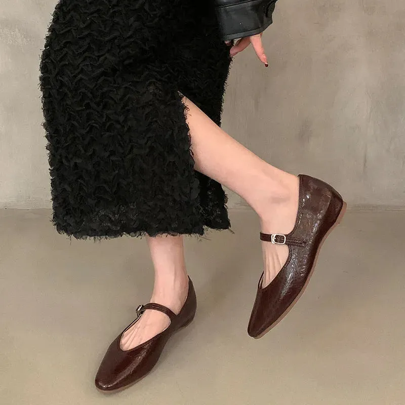 ADVBRIDGE  -  Spring Women Flats Fashion Round Toe Shallow Slip On Ladies Ballerinas Shoes Soft Flat Heel Mary Jane Shoes Mujer New Woman