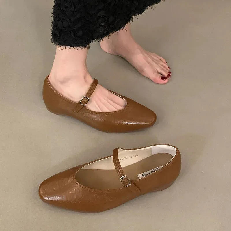 ADVBRIDGE  -  Spring Women Flats Fashion Round Toe Shallow Slip On Ladies Ballerinas Shoes Soft Flat Heel Mary Jane Shoes Mujer New Woman