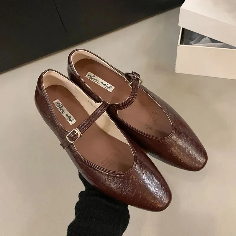 ADVBRIDGE  -  Spring Women Flats Fashion Round Toe Shallow Slip On Ladies Ballerinas Shoes Soft Flat Heel Mary Jane Shoes Mujer New Woman