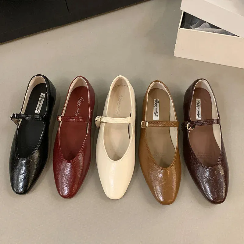 ADVBRIDGE  -  Spring Women Flats Fashion Round Toe Shallow Slip On Ladies Ballerinas Shoes Soft Flat Heel Mary Jane Shoes Mujer New Woman