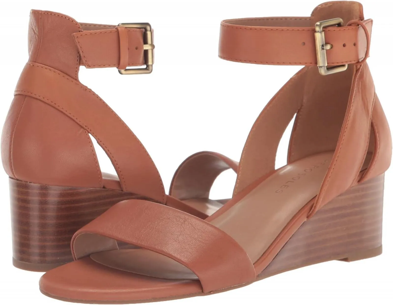 Aerosoles Women's Wedge Sandal 5263622-19835 Tan Leather Brown 7M