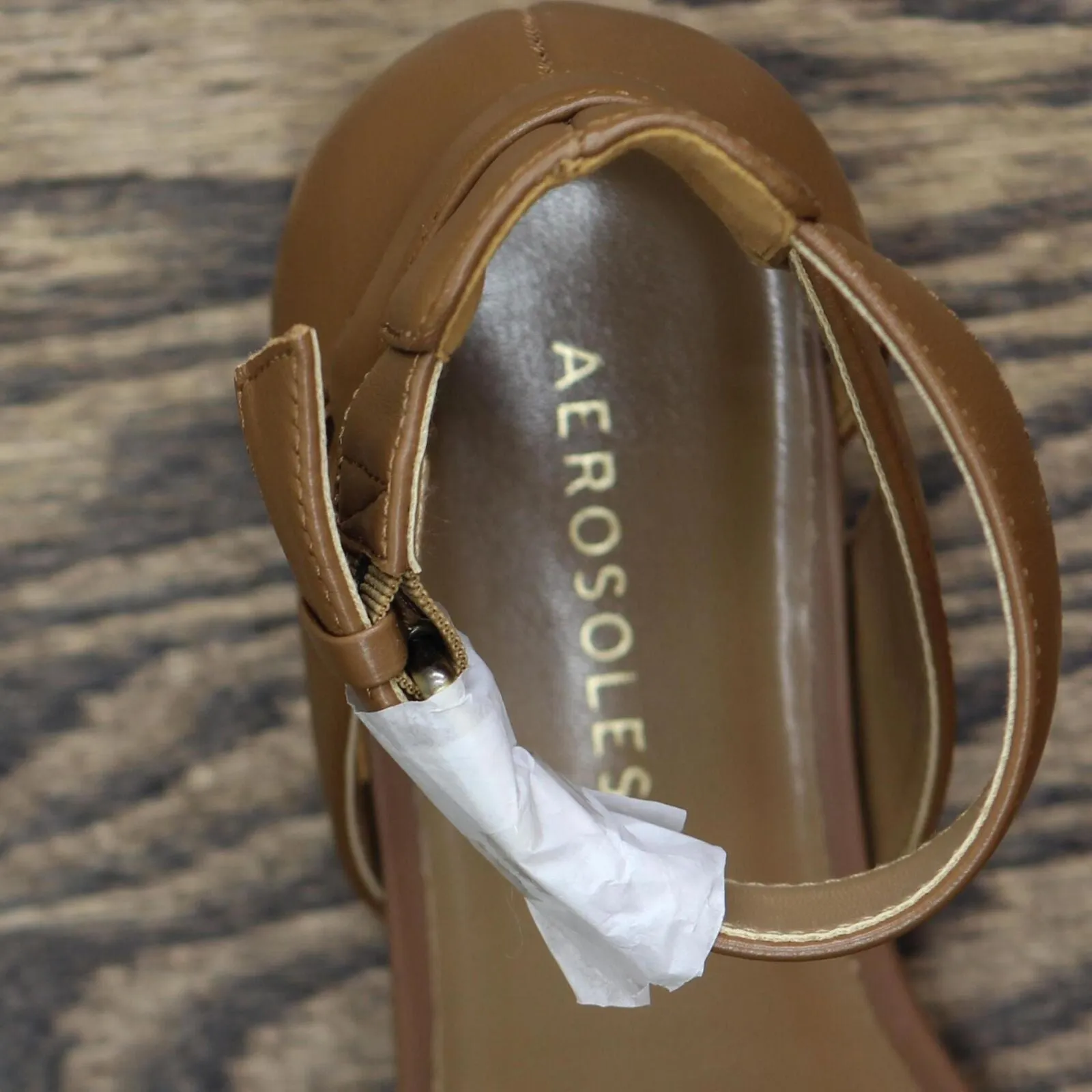 Aerosoles Women's Wedge Sandal 5263622-19835 Tan Leather Brown 7M