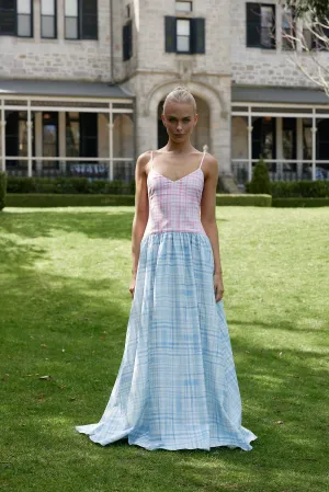 AGATHA DRESS IN POWDER/BABY CHECK