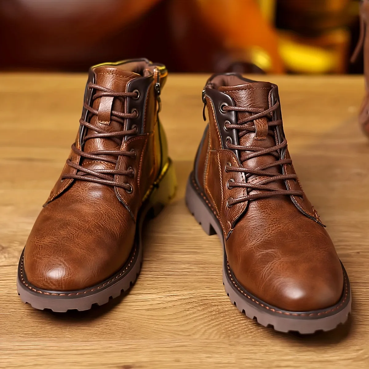 Aldmere | Mens Leather Zip-Up Boots Smart Winter Ankle Shoes with Side Zipper & Warm Lining for Casual or Dress Wear