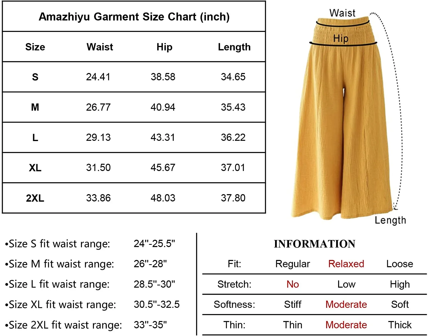 Amazhiyu Womens Wide Leg Flowy Palazzo