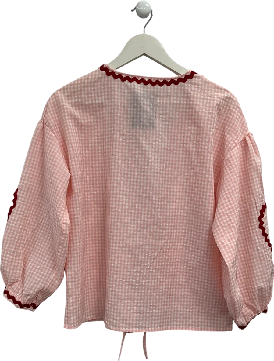 amelia Jane london Candy Pink Gingham Heart Pocket Blouse UK S