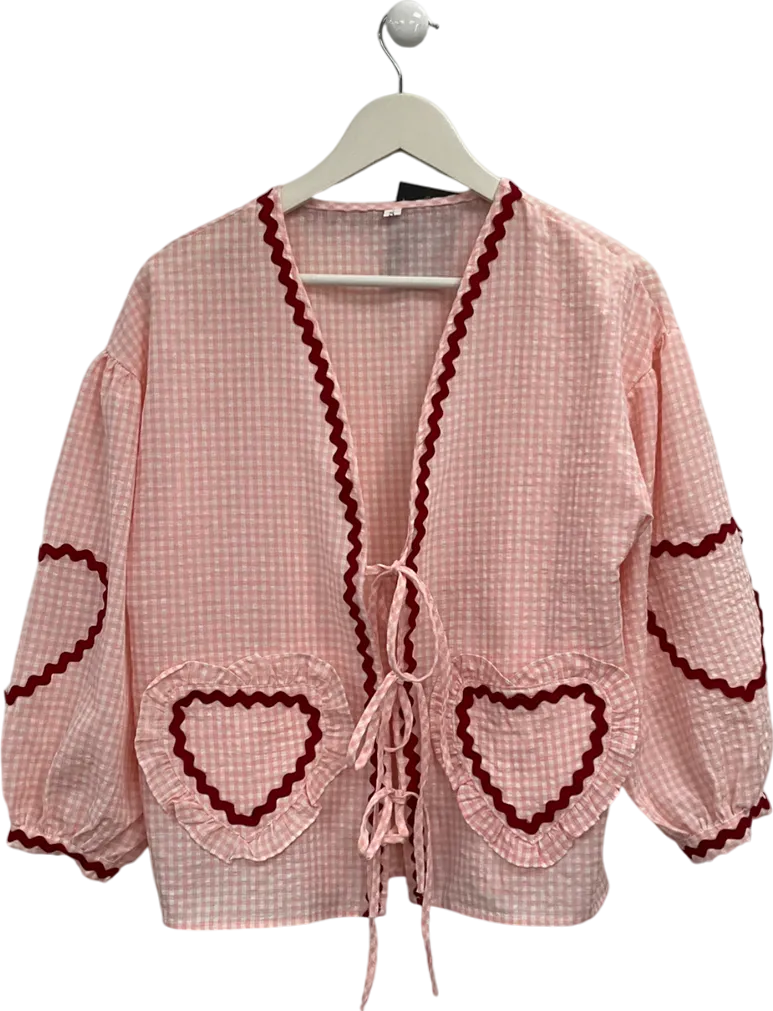 amelia Jane london Candy Pink Gingham Heart Pocket Blouse UK S