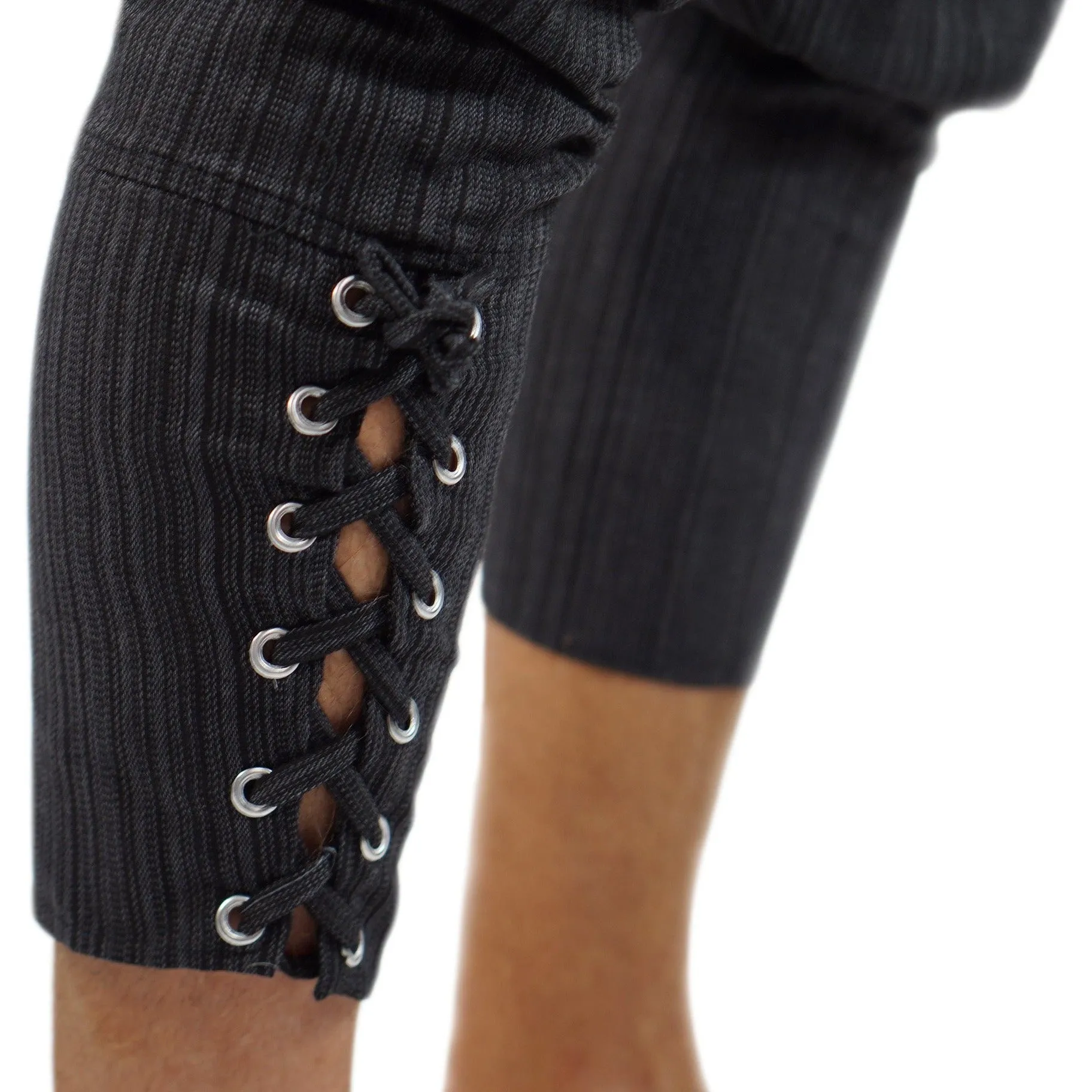 'Ankle Cuff' Medieval Pants - Striped Black