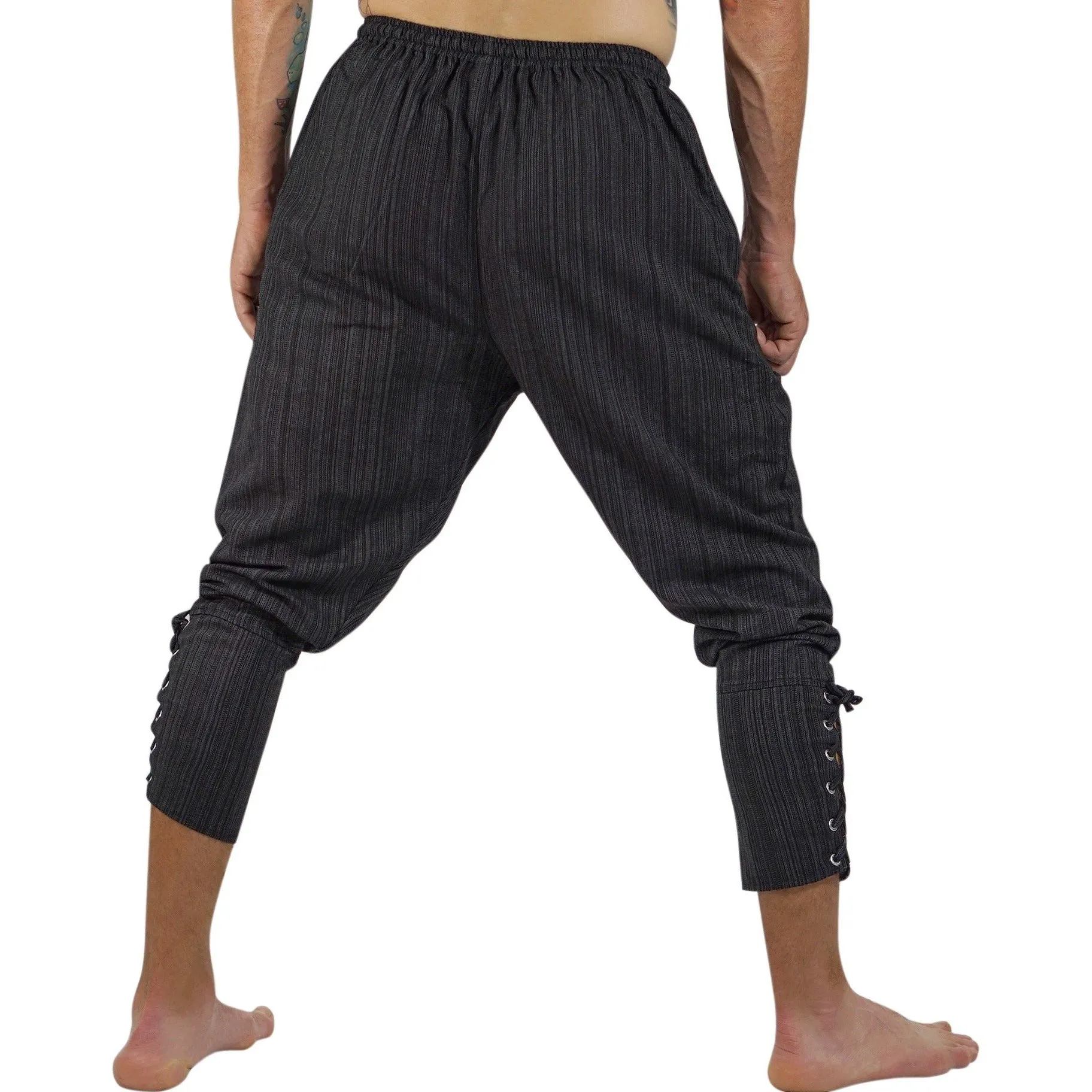 'Ankle Cuff' Medieval Pants - Striped Black