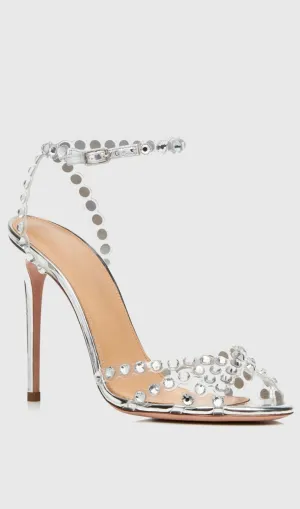Astasia Rhinestone Embellished Heels - Silver