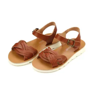 Athena Cognac Braided Sandal