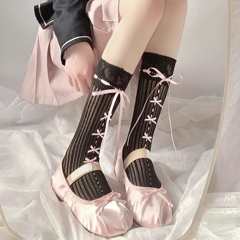 Ballet Charm Lace-Up Stockings