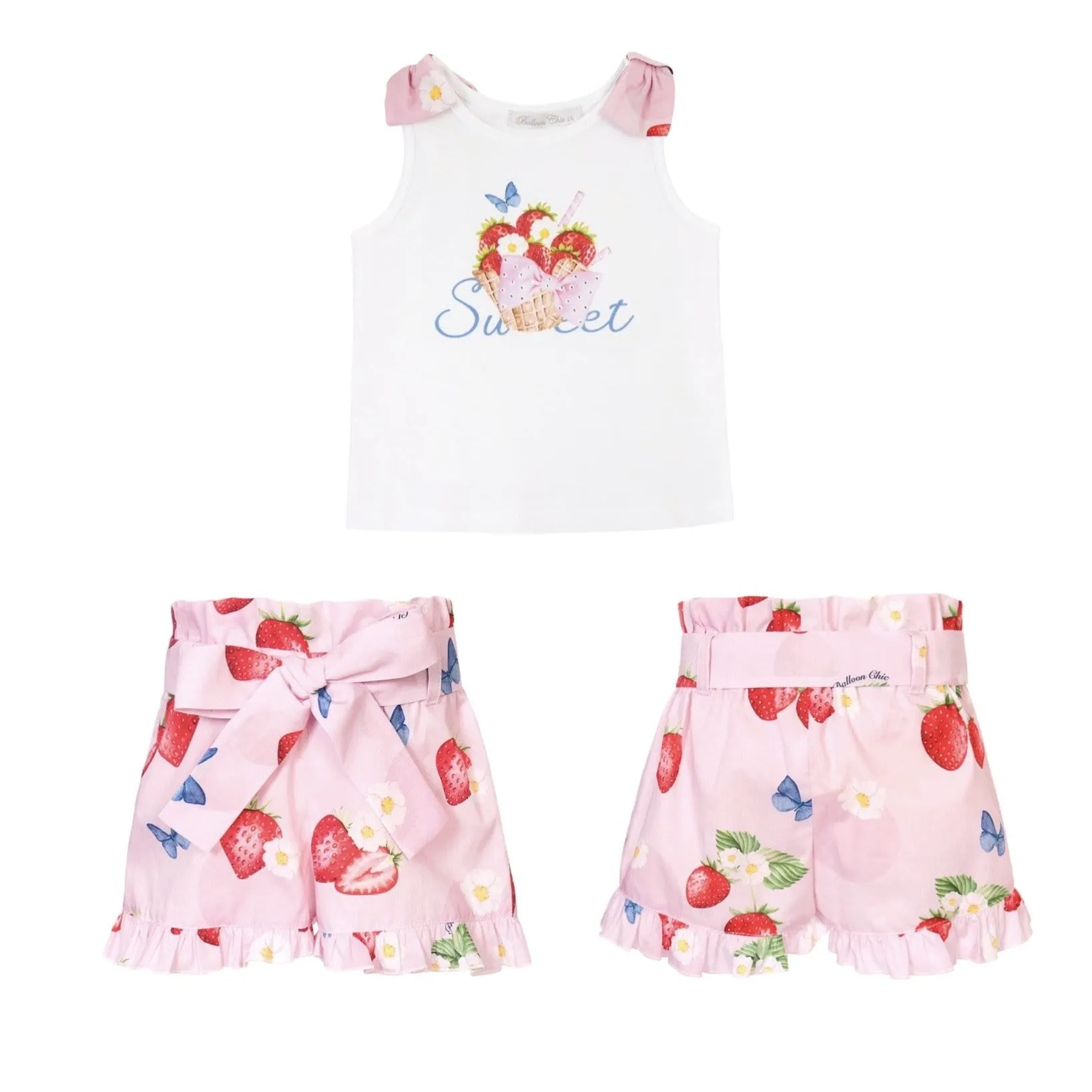 BALLOON CHIC - Strawberry Print Short Set