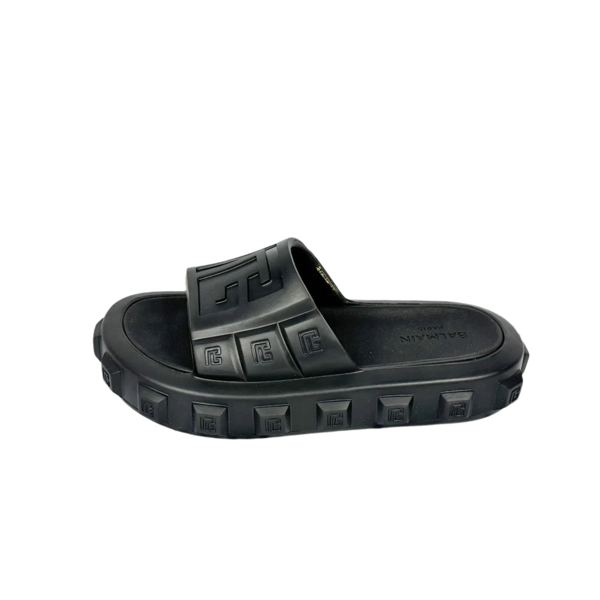 Balmain Mens Black Ari Rubber Slides Sandals