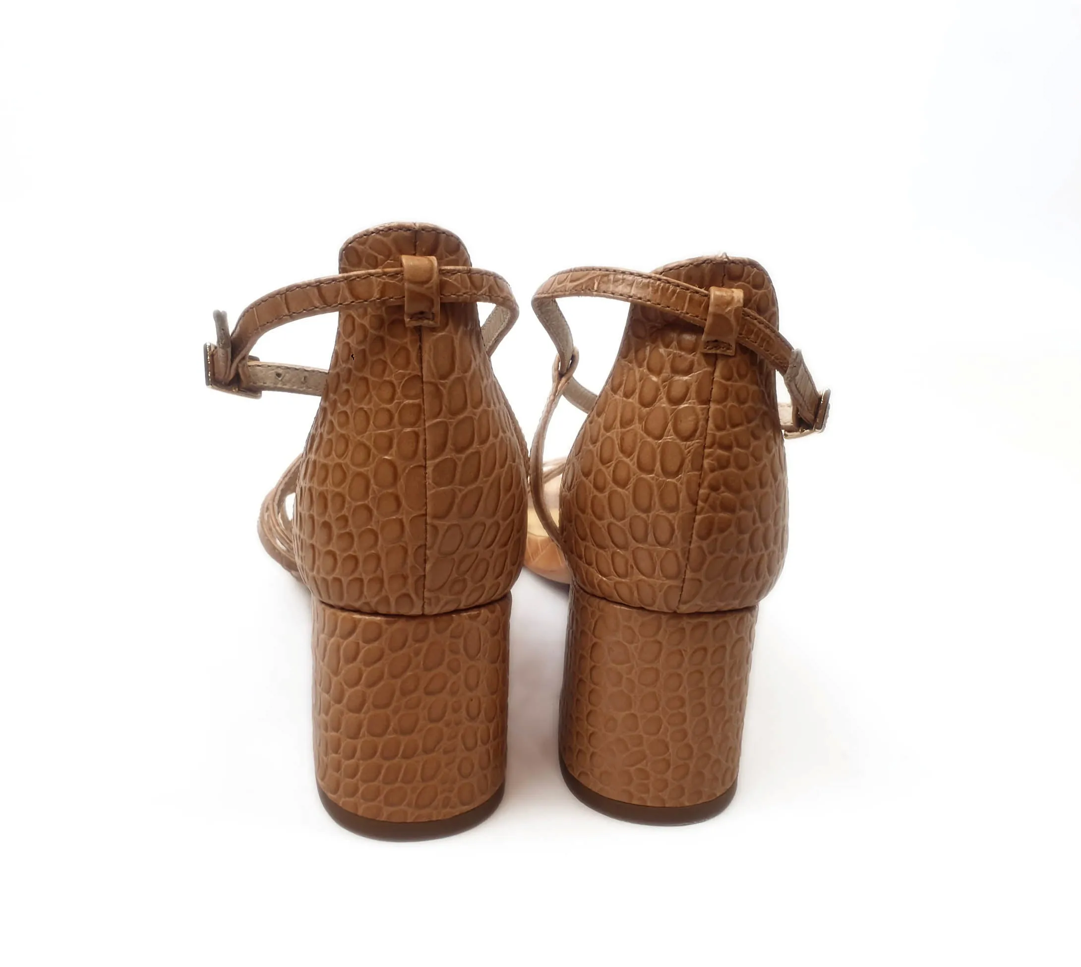 Bared brown leather strappy heels size 36
