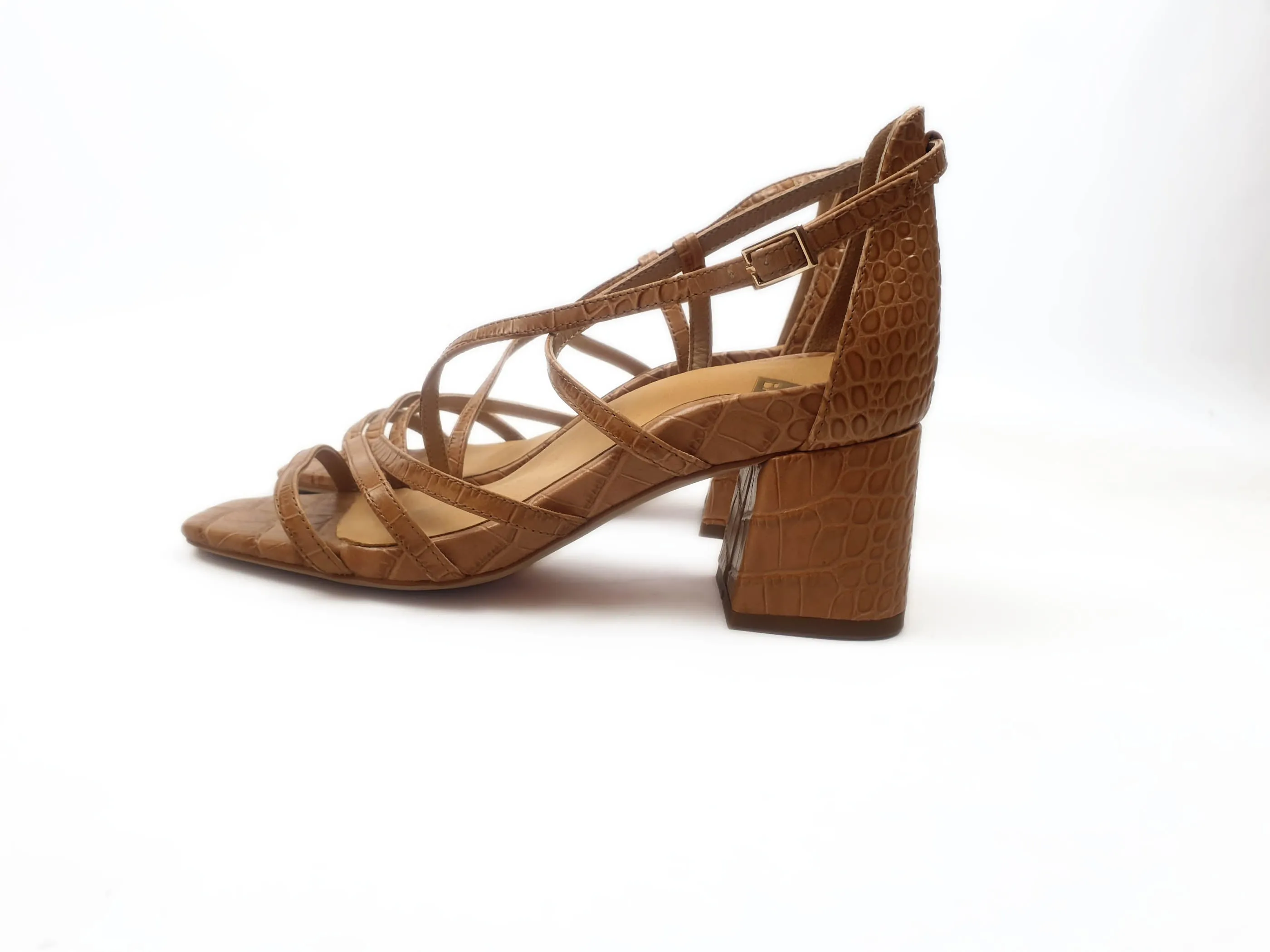Bared brown leather strappy heels size 36