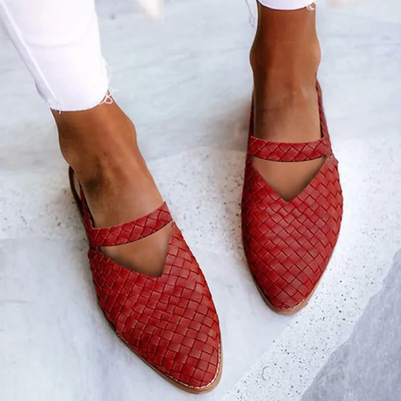 Basket Weave Sandals with Breathable Design and V-Cut