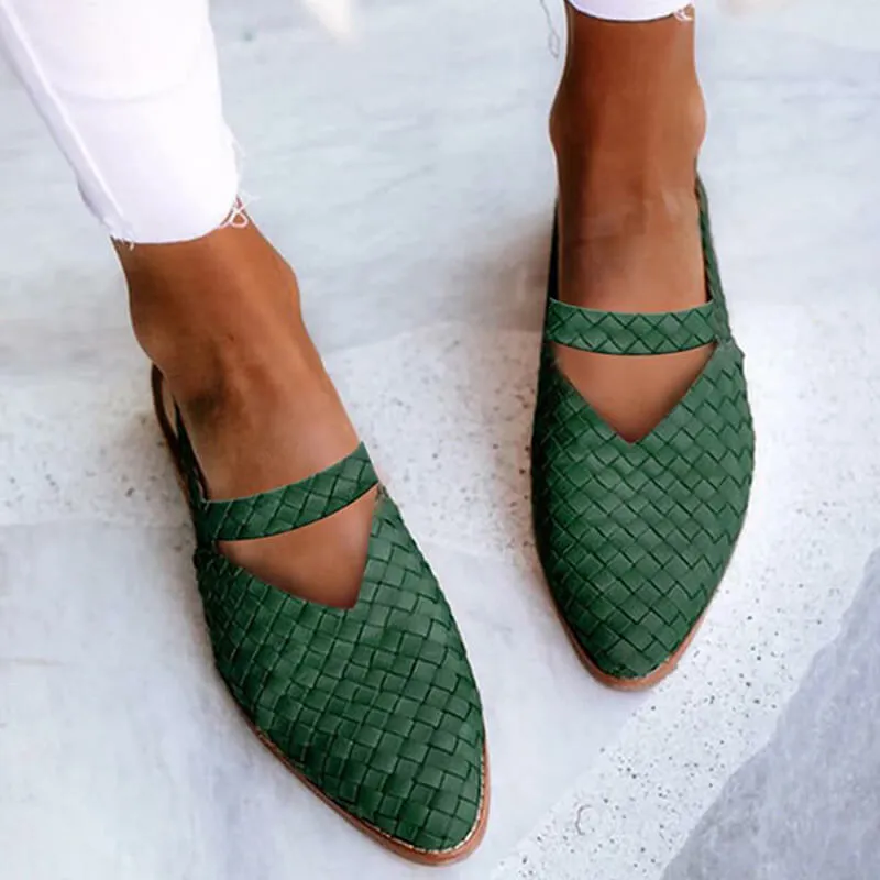 Basket Weave Sandals with Breathable Design and V-Cut
