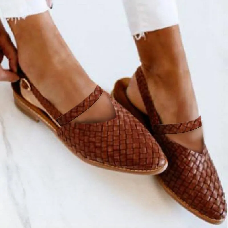 Basket Weave Sandals with Breathable Design and V-Cut