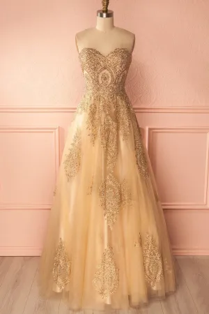 Beautiful Prom Dresses A-line Sweetheart Floor Length Sleeveless Lace-up Tulle Prom Dress/Evening Dress OHC209