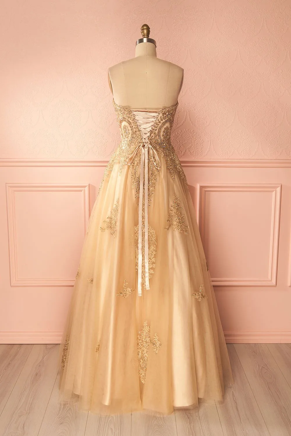 Beautiful Prom Dresses A-line Sweetheart Floor Length Sleeveless Lace-up Tulle Prom Dress/Evening Dress OHC209