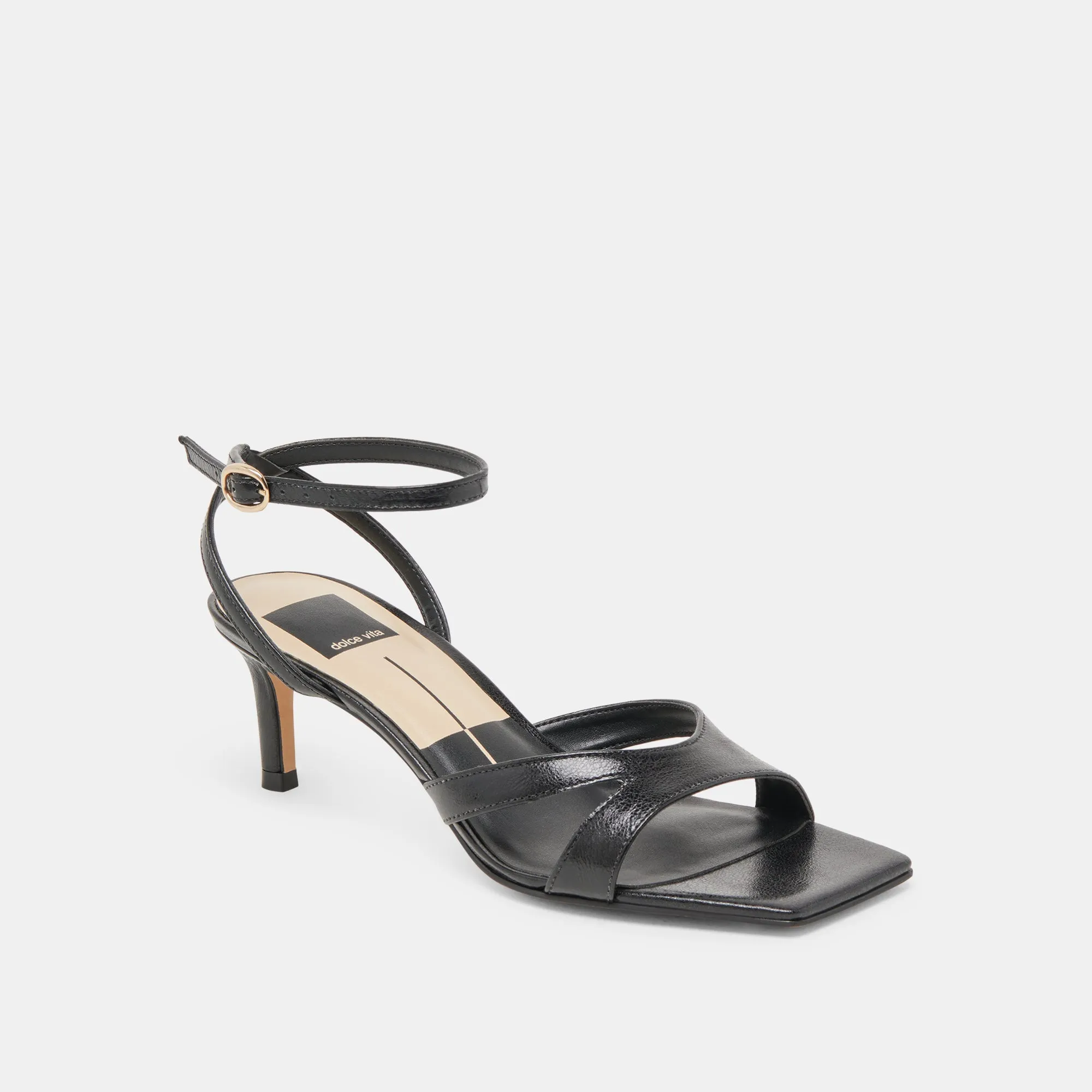 BECKI WIDE HEELS MIDNIGHT CRINKLE PATENT