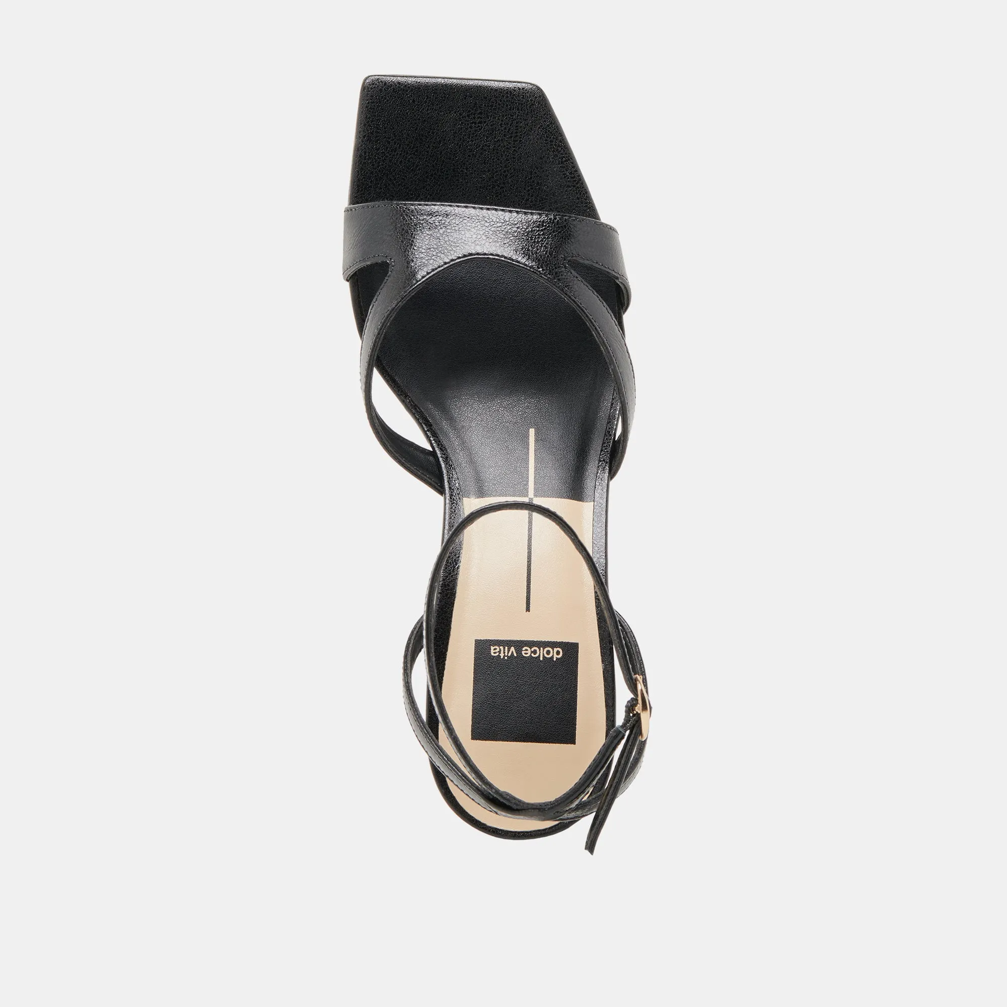BECKI WIDE HEELS MIDNIGHT CRINKLE PATENT