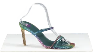 Bettina Vermillon Multicoloured Lady Strass Rainbow Crystal Embellished Strappy Heels UK 4 EU 37 👠