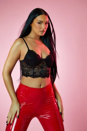 Black Lace Corset Cropped Top - Jewel