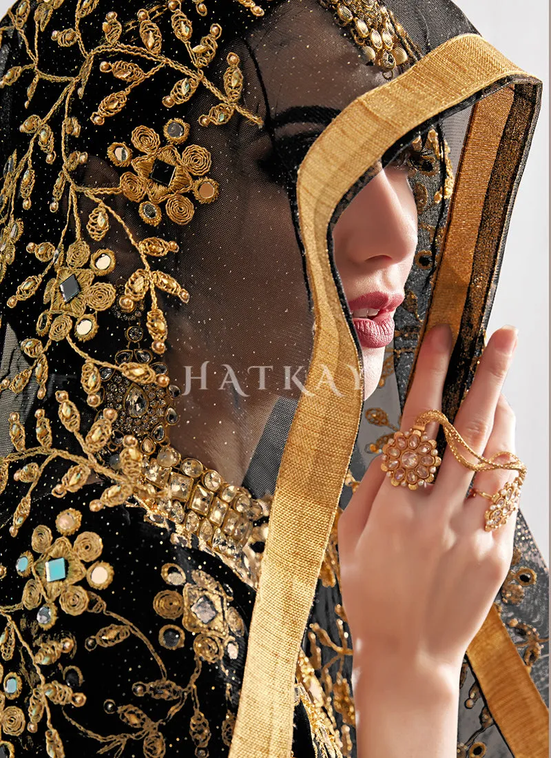 Black Mirror Embroidered Traditional Anarkali Suit