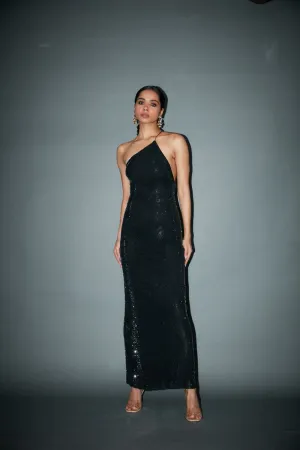 Black Net Crystal Embellished Dress