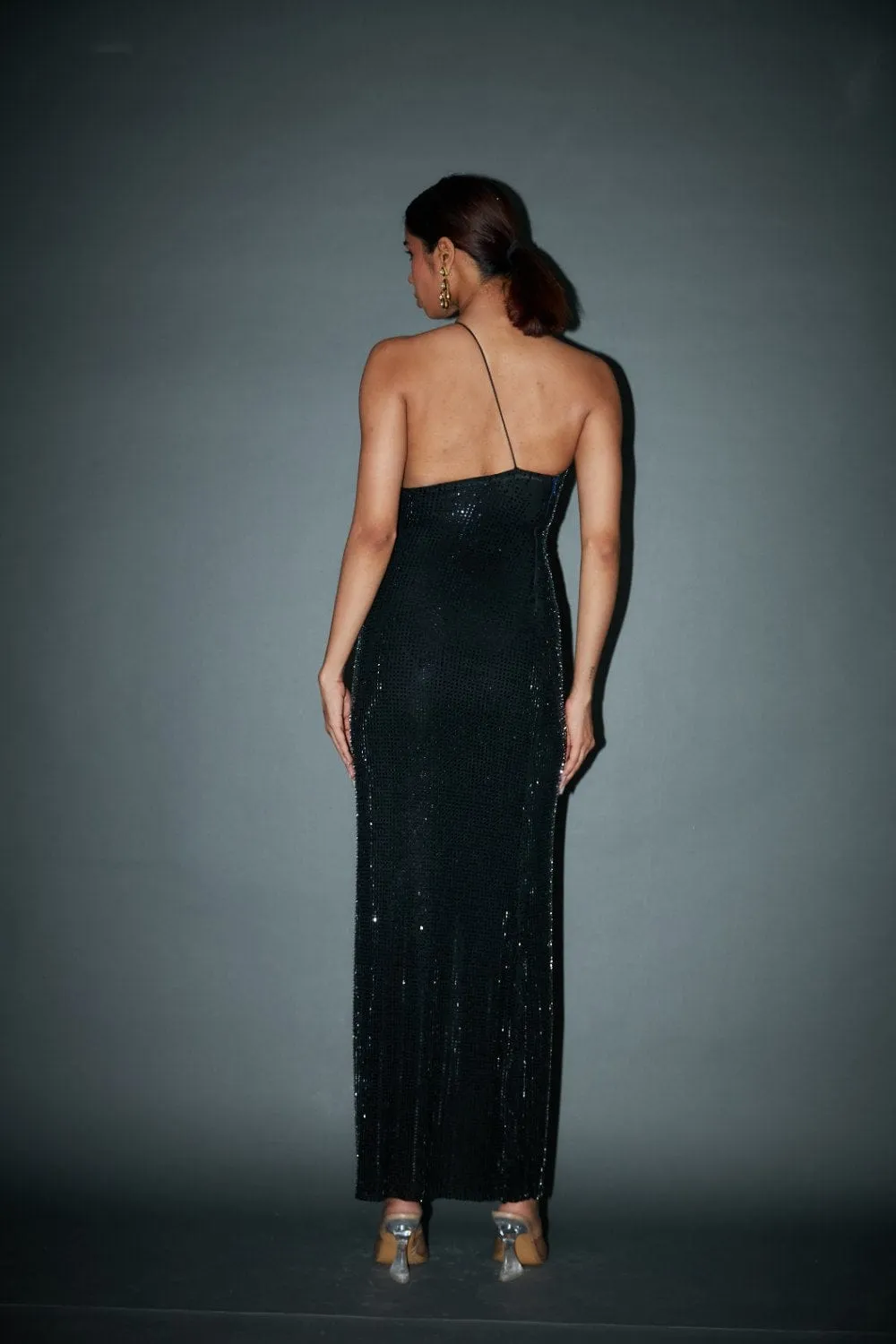 Black Net Crystal Embellished Dress