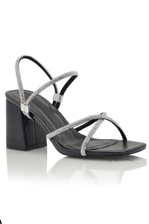 Black Strappy Blinged Sandal 3/15/24 8211