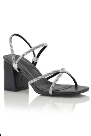 Black Strappy Blinged Sandal 3/15/24 8211