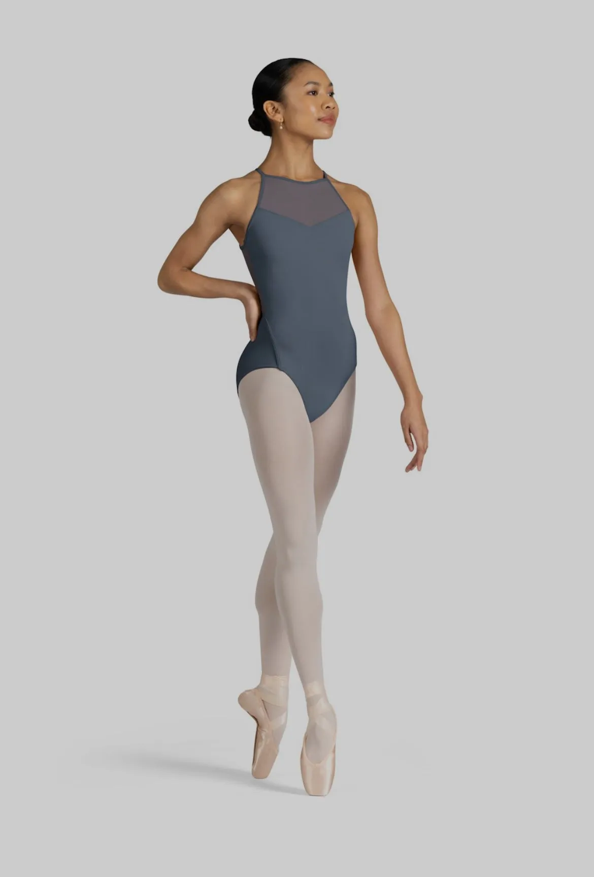Bloch Cassia Graphite Ladies High Neck Open Back Leotard
