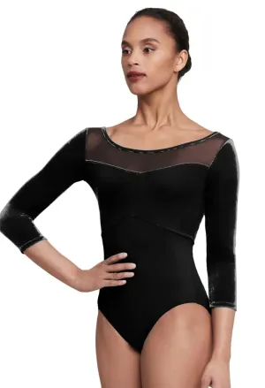 Bloch Indy Velvet 3/4 sleeve leotard - Black only